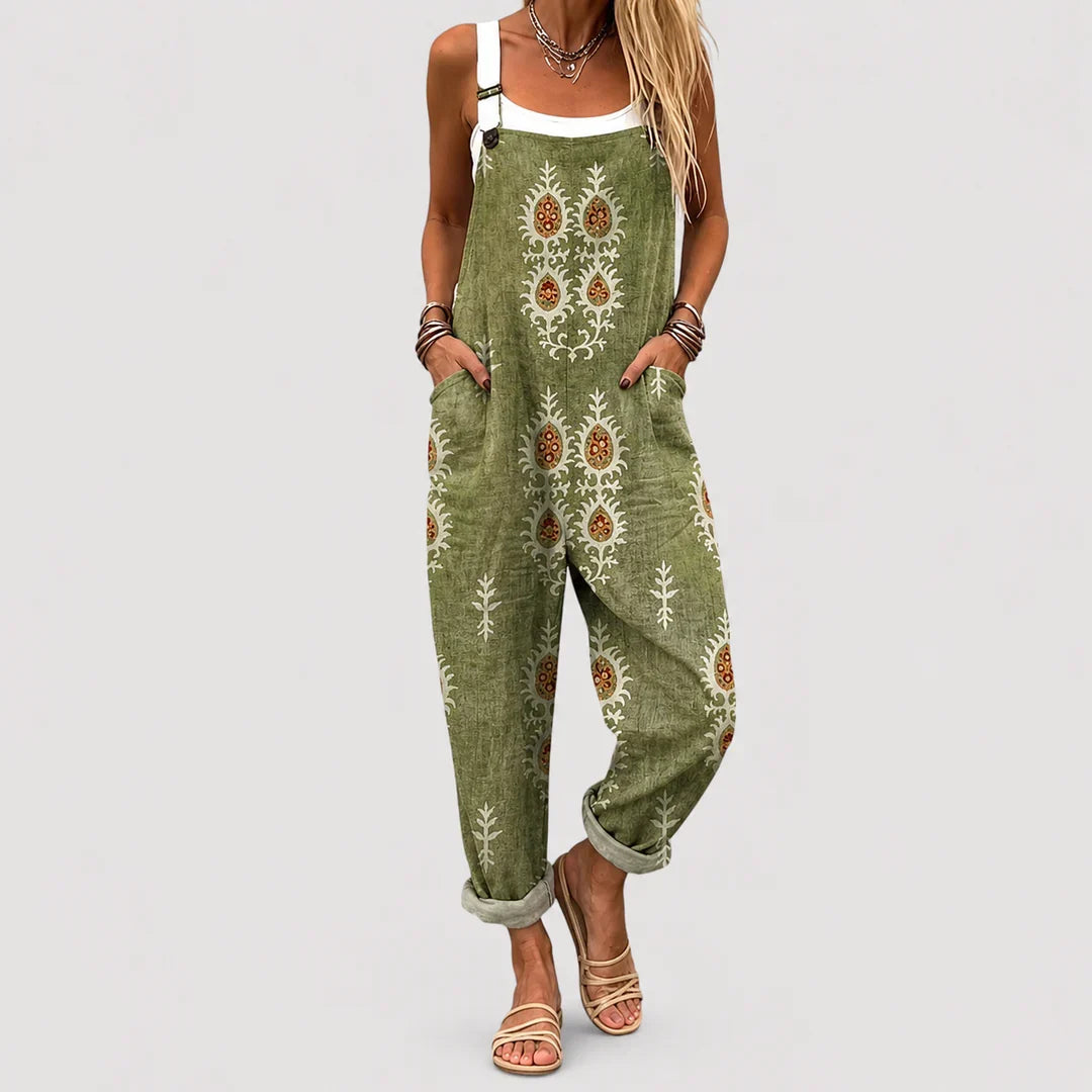 Pantaloni ampi in stile bohémien color verde oliva