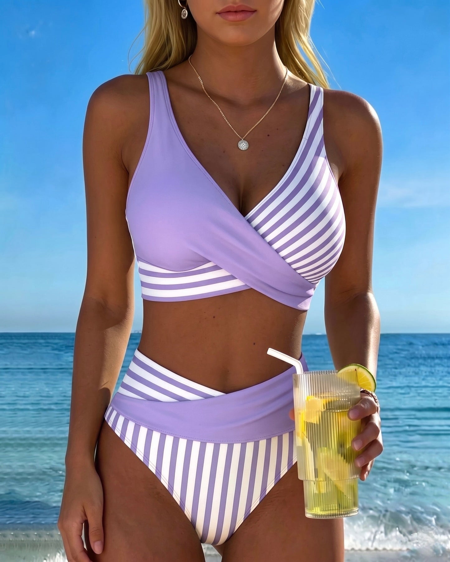 Bikini med korsade ränder