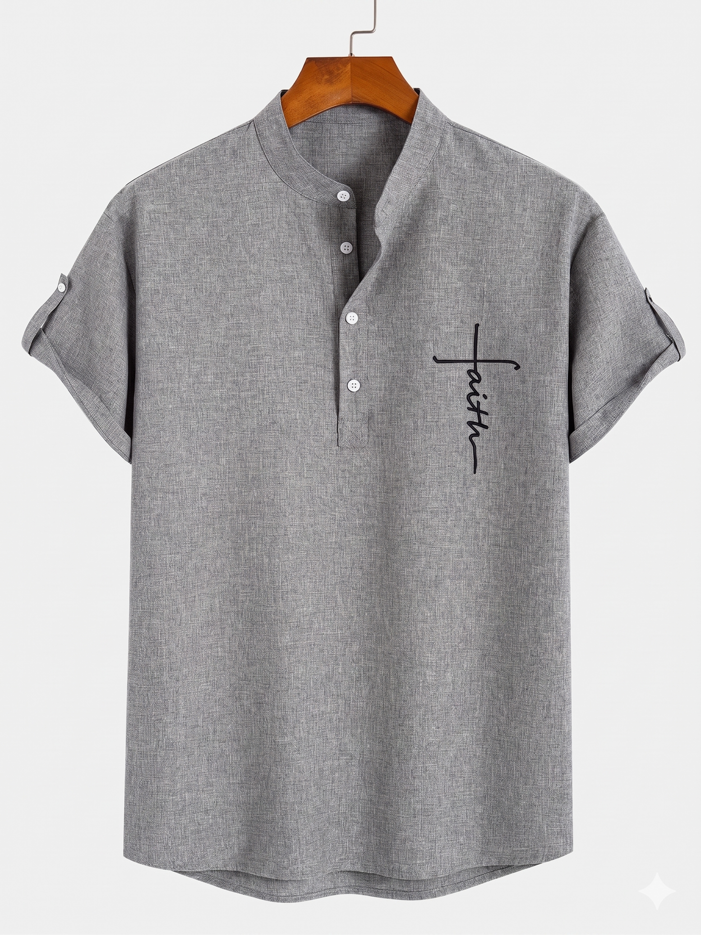 Mark™ | Elegant kort mouwen overhemd met hoge kraag