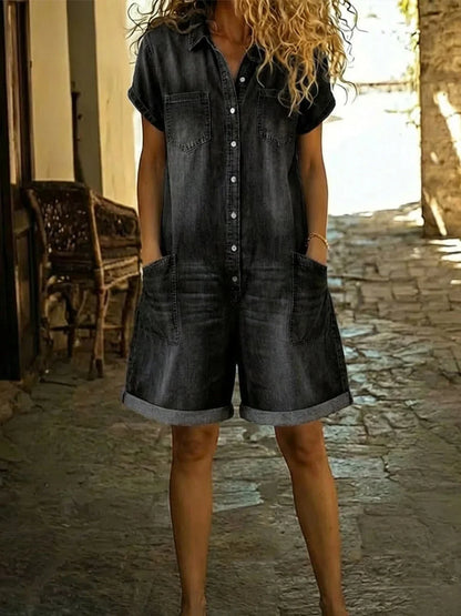 Paola | Tuta di jeans con abbottonatura frontale