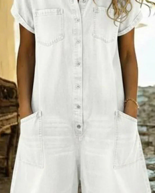 Paola | Jeansjumpsuit med knäppning framtill