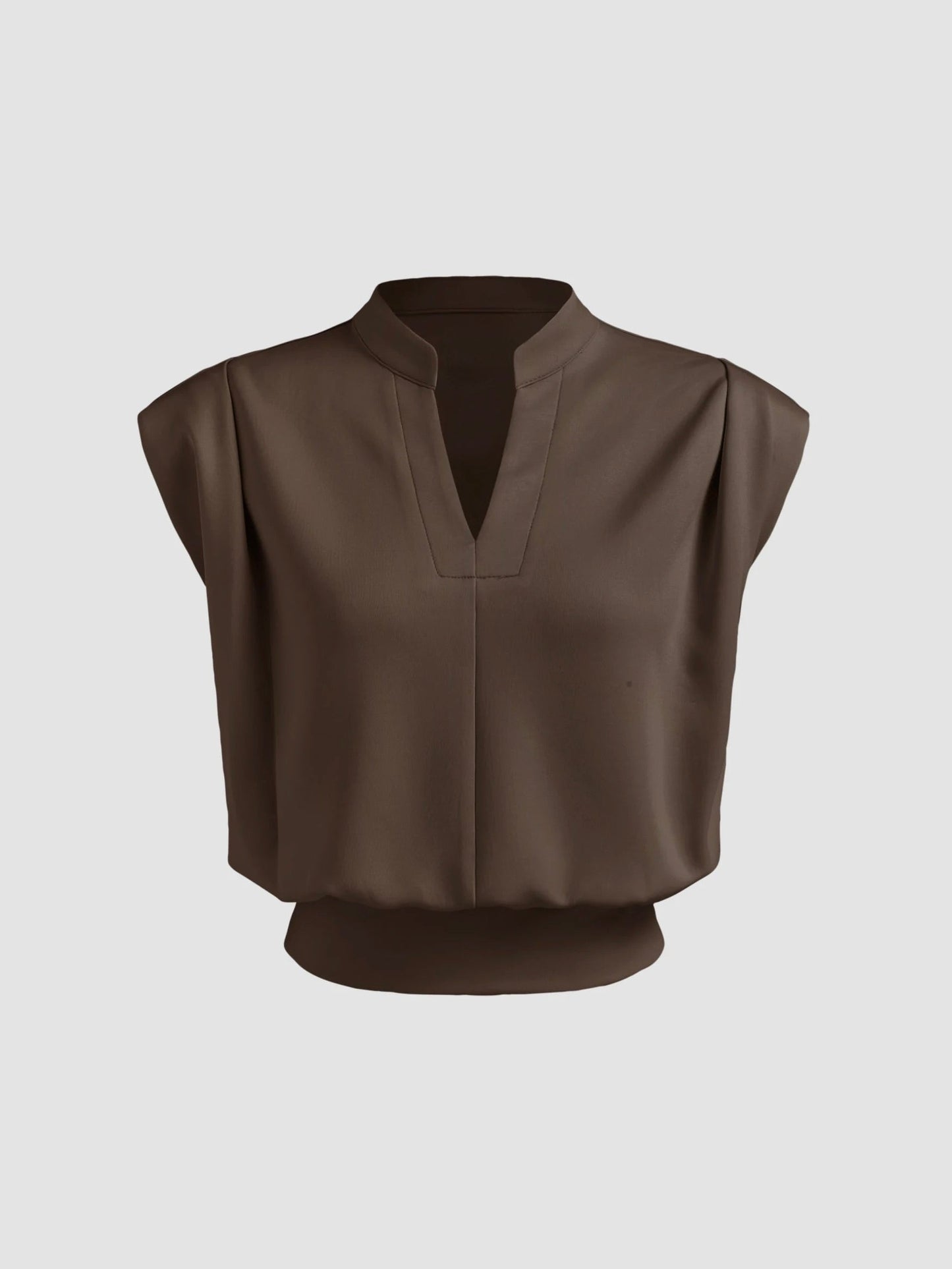 Korte geplooide top met V-hals