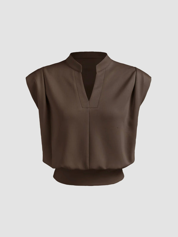 Top corto plissettato con scollo a V