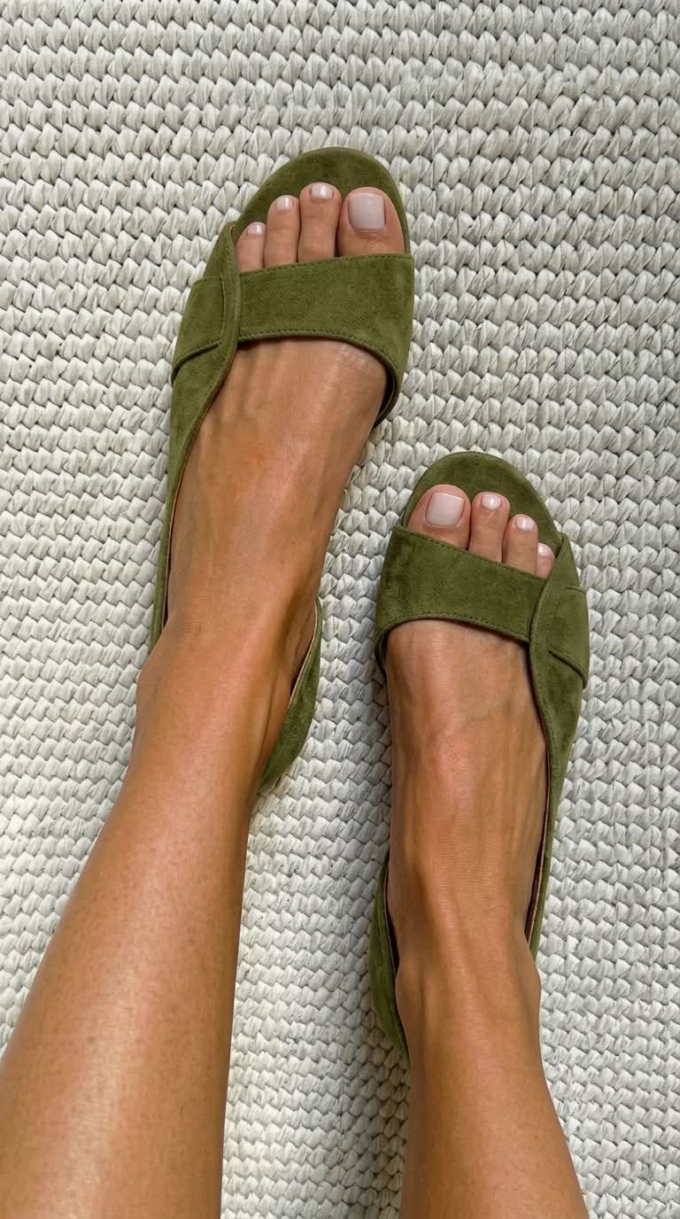 Relaxte suède sandalen met bandje achter en open teen.