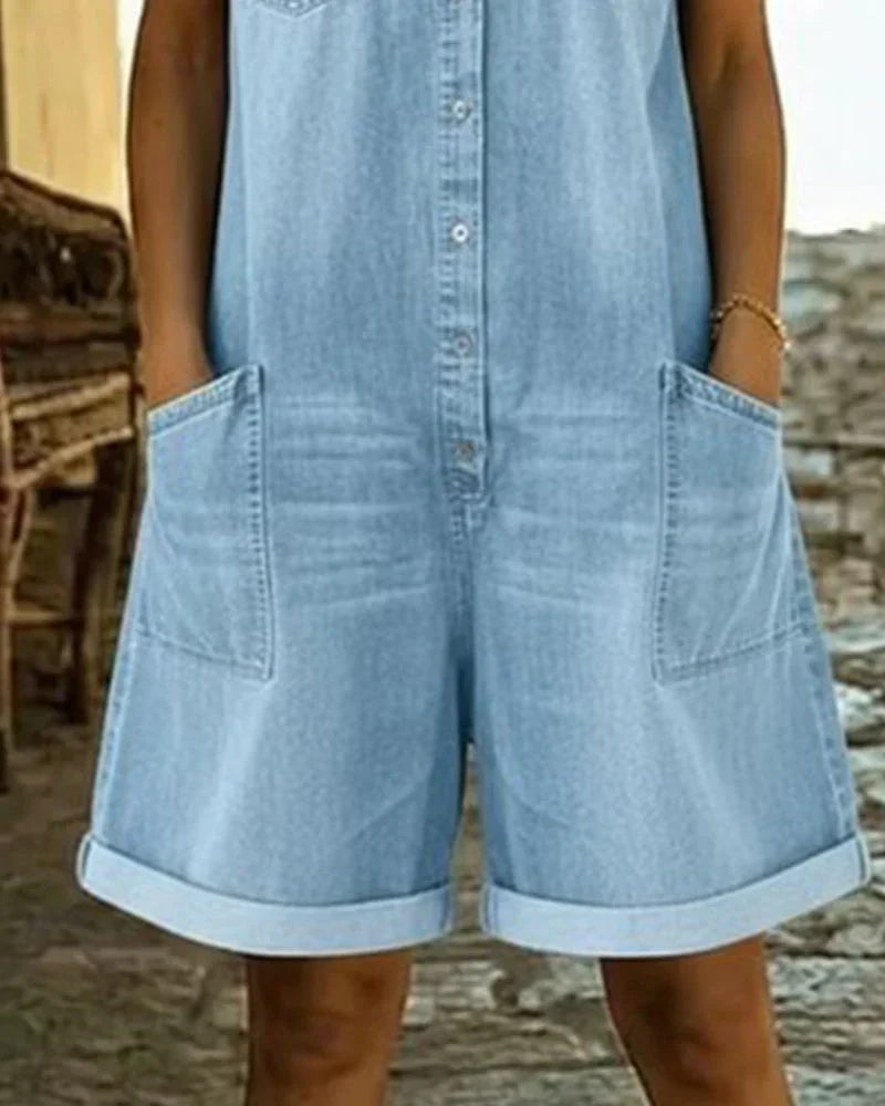 Paola | Tuta di jeans con abbottonatura frontale