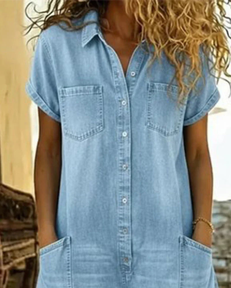 Paola | Tuta di jeans con abbottonatura frontale