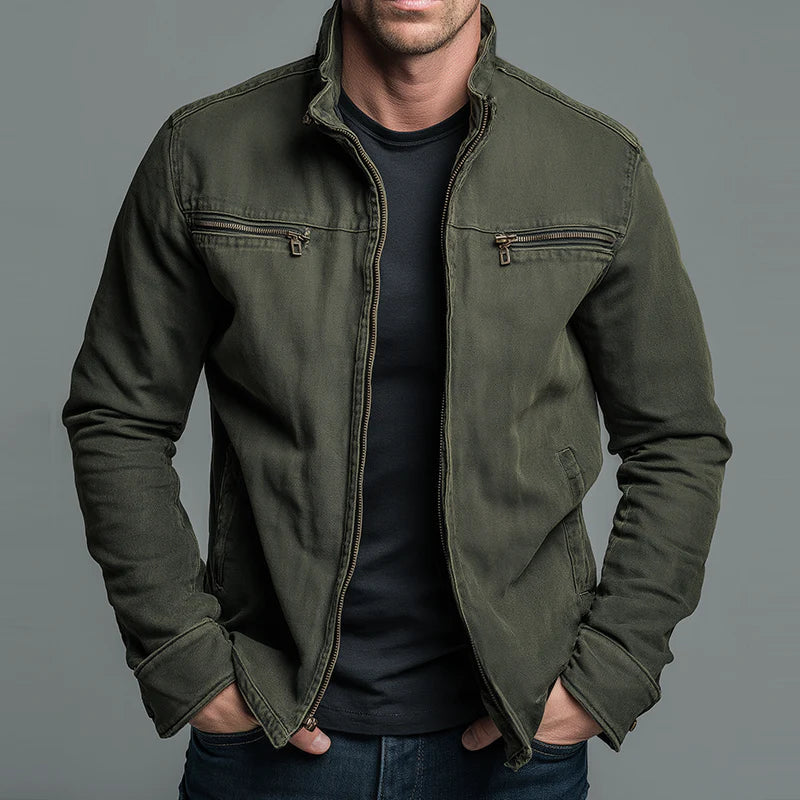 Marcos | Vintage katoenen jack met rits