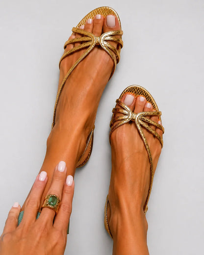 BIANCA | GINEVRA-SANDALER I GULD – SOMMARENS ELEGANSS