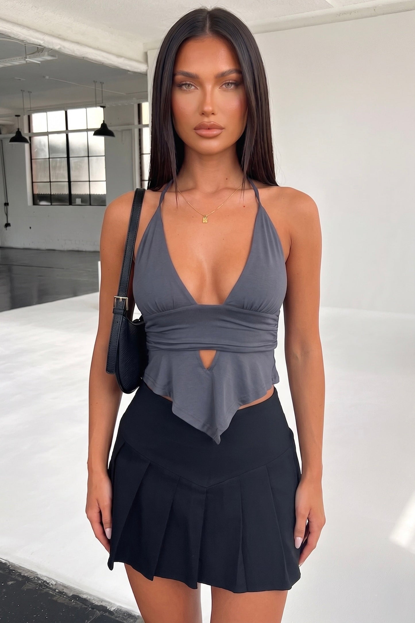 Korte halter-top Calison - Antracietgrijs