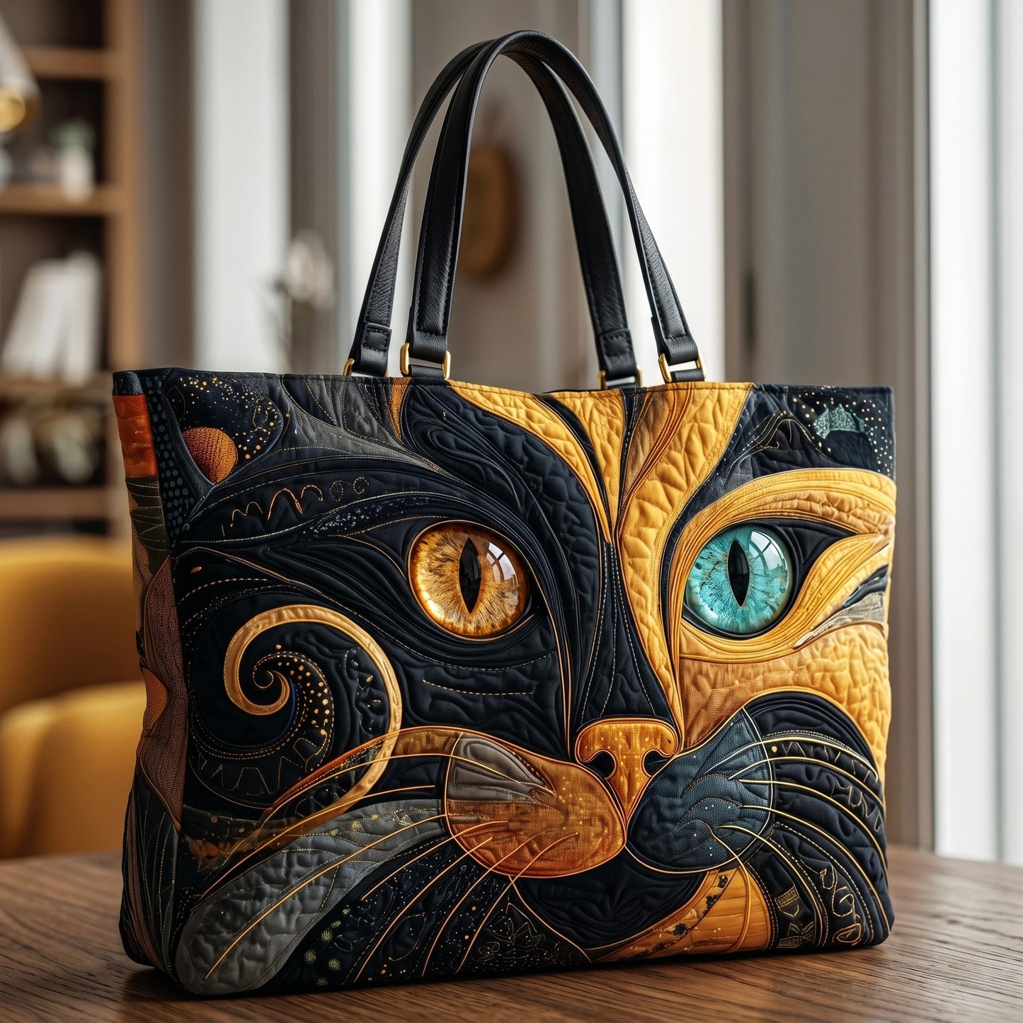 Ambachtelijke tas met mystiek kattenontwerp