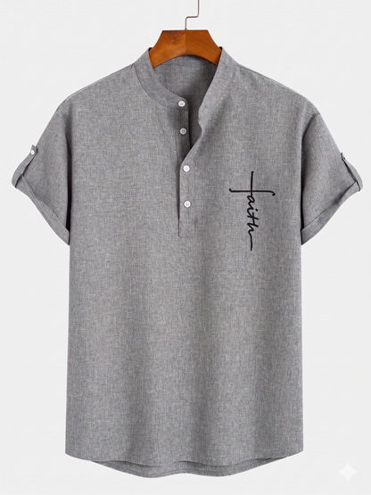 Mark™ | Elegant kort mouwen overhemd met hoge kraag