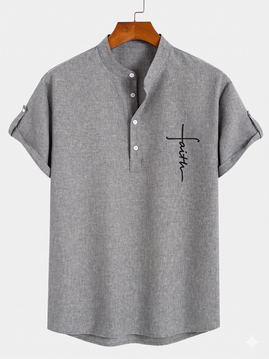 Mark™ | Elegant kort mouwen overhemd met hoge kraag