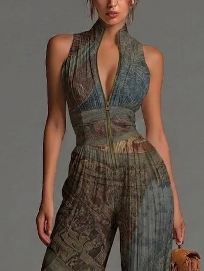 Camille™ | Plisserad jumpsuit med bohemiskt mönster