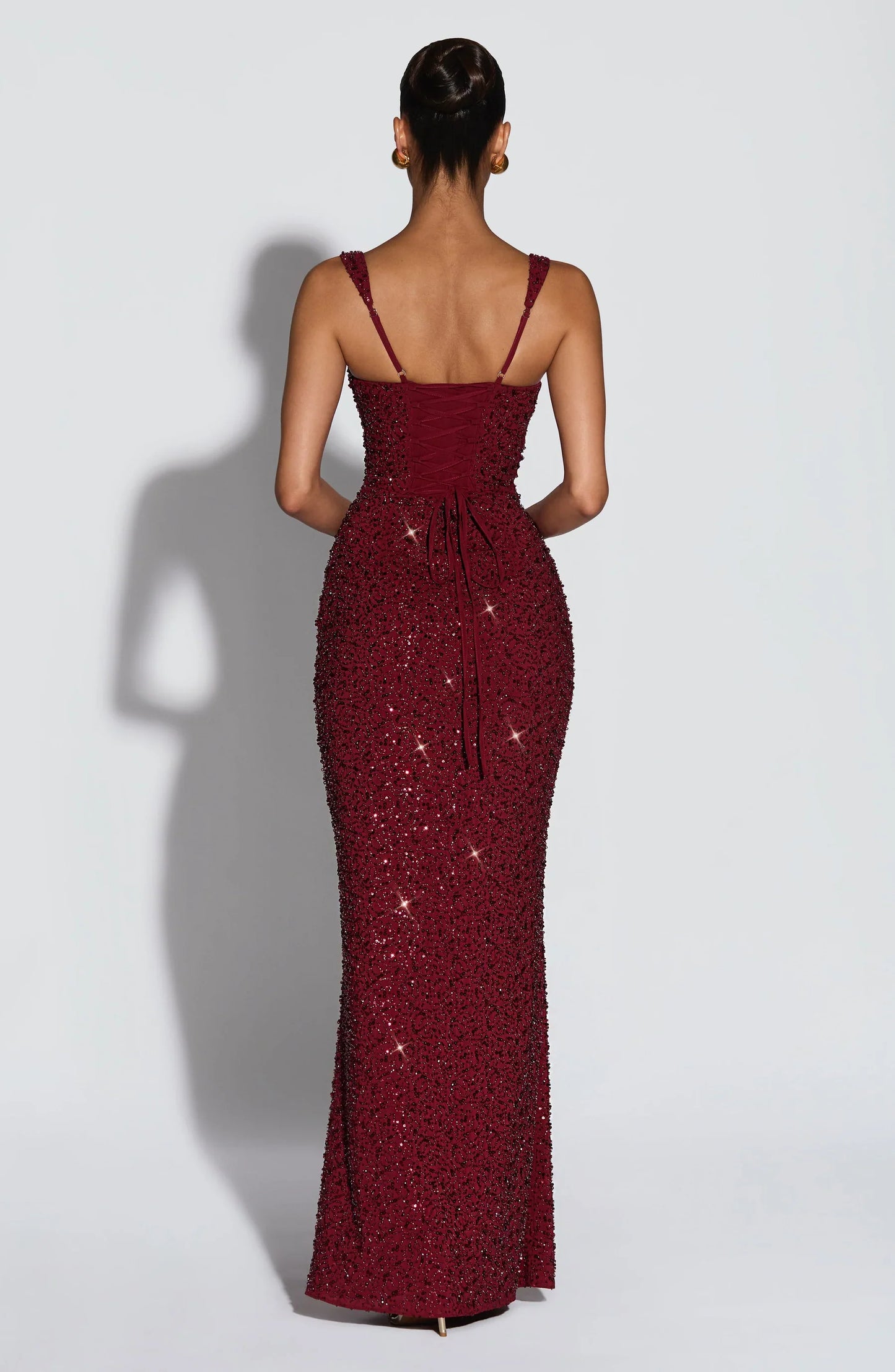 Rosa | Abito lungo con scollo quadrato