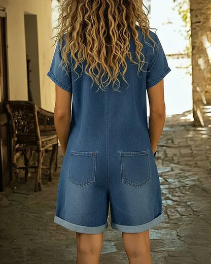 Paola | Tuta di jeans con abbottonatura frontale
