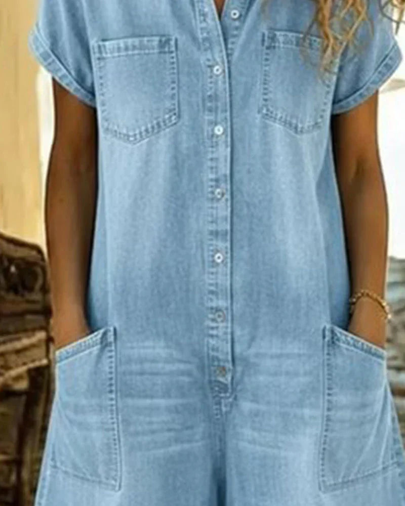 Paola | Tuta di jeans con abbottonatura frontale