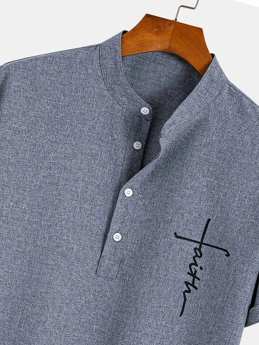 Mark™ | Elegant kort mouwen overhemd met hoge kraag