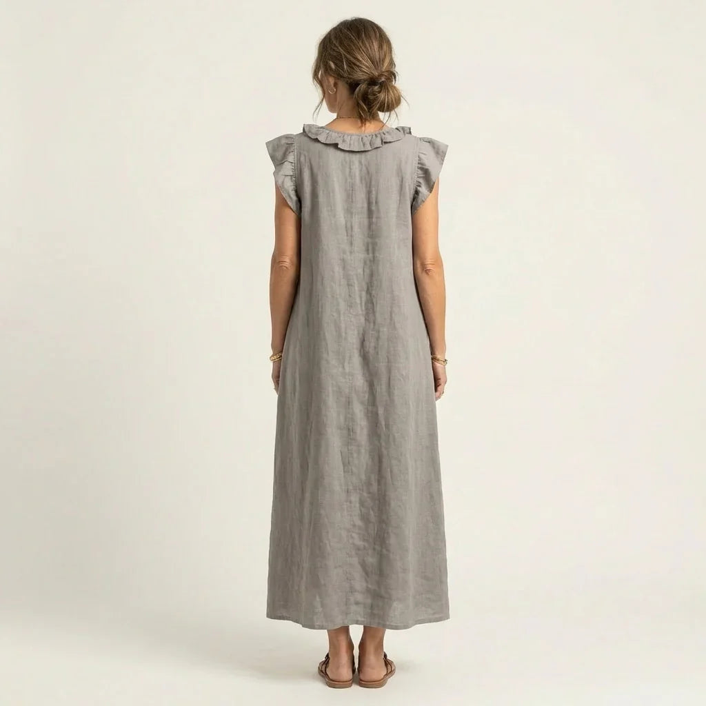 Josette | Abito lungo con scollo a V e volant