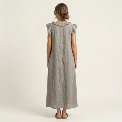 Josette | Abito lungo con scollo a V e volant